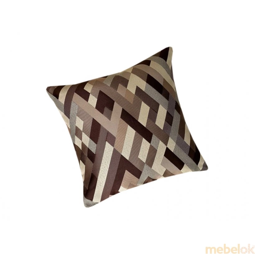 Декоративная подушка квадратная Ленты бежево-серая