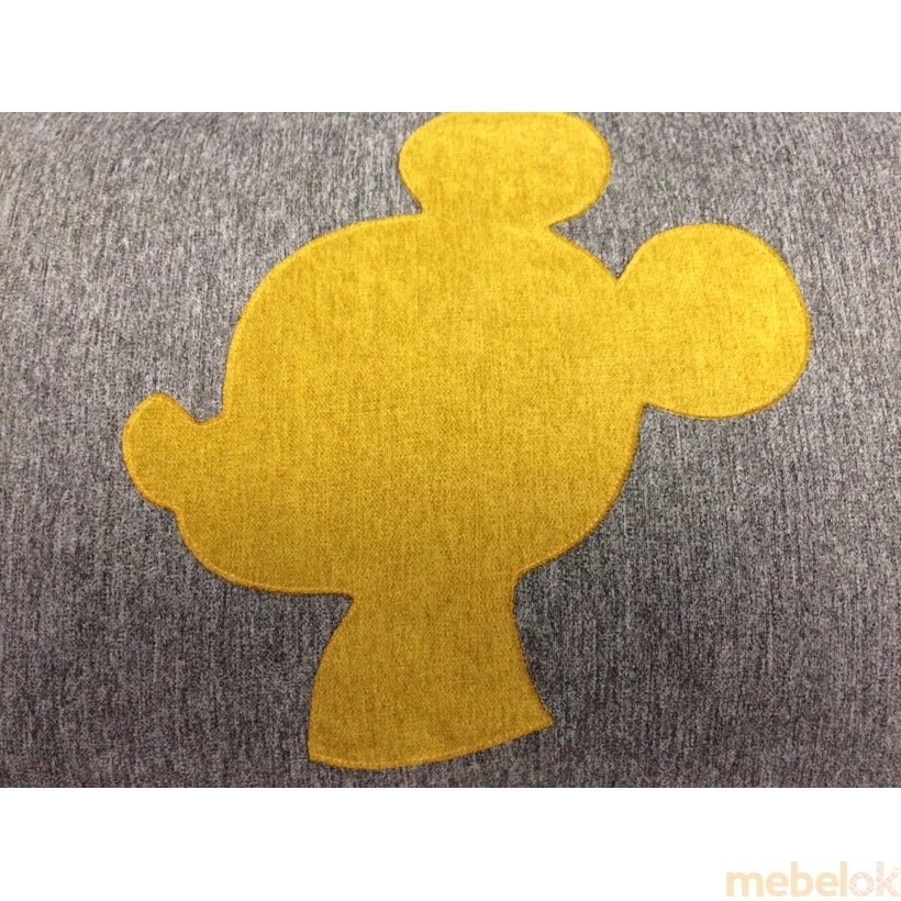 Декоративная подушка Микки Маус серо-желтая от фабрики PidVushko (ПідВушко)