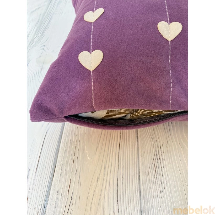 Декоративная подушка Сердечки фиолетовая от фабрики PidVushko (ПідВушко)