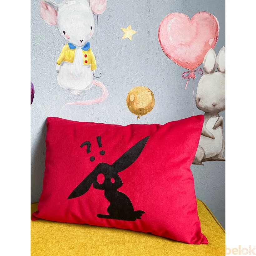 Декоративна подушка Bunny червоно-графітова від фабрики PidVushko (ПідВушко)