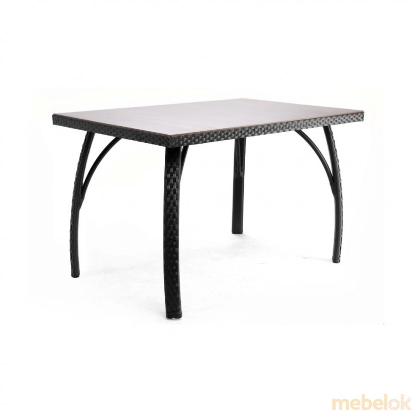 стіл з виглядом в обстановці (Стіл Палермо 120x80 ротанг стільниця HPL)