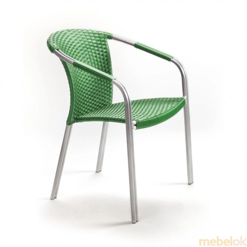 стілець з виглядом в обстановці (Стілець Кафе-Блюз ротанг ніжки металік)