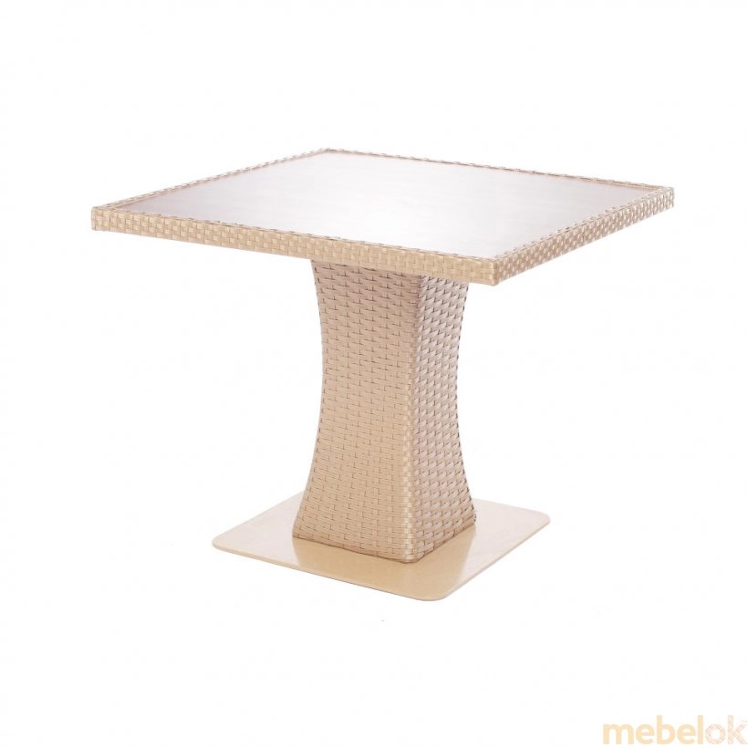 Стол Неаполь-М 90x90 ротанг столешница плетеная стекло прозрачное