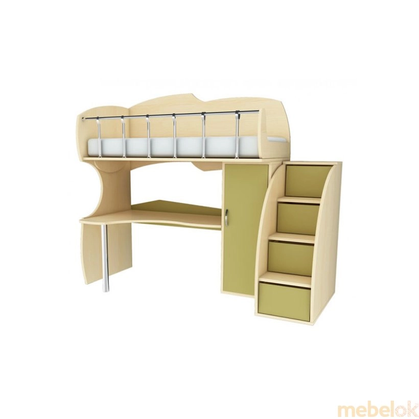 кровать с видом в обстановке (Мебельный комплект без лестницы МКП 21 Планета Луна)
