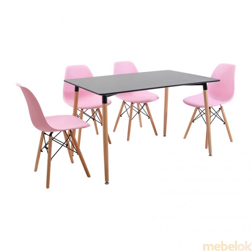Комплект стіл Ксав'єр чорний і 4 стільці Жаклін