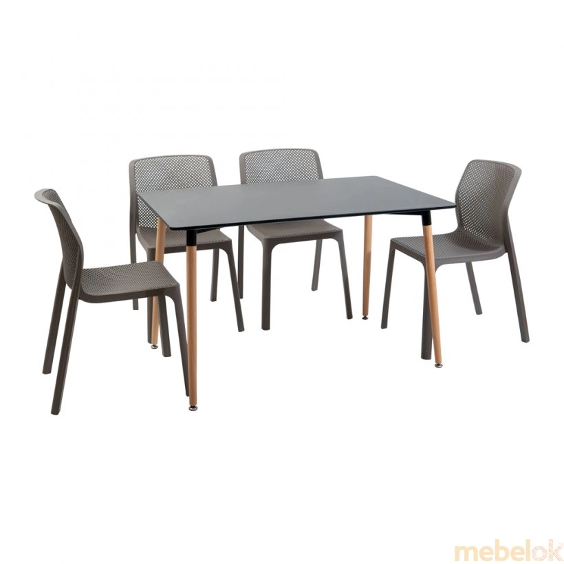 стіл з виглядом в обстановці (Стіл Ксав'єр 120x80 Дерево/МДФ Чорний)