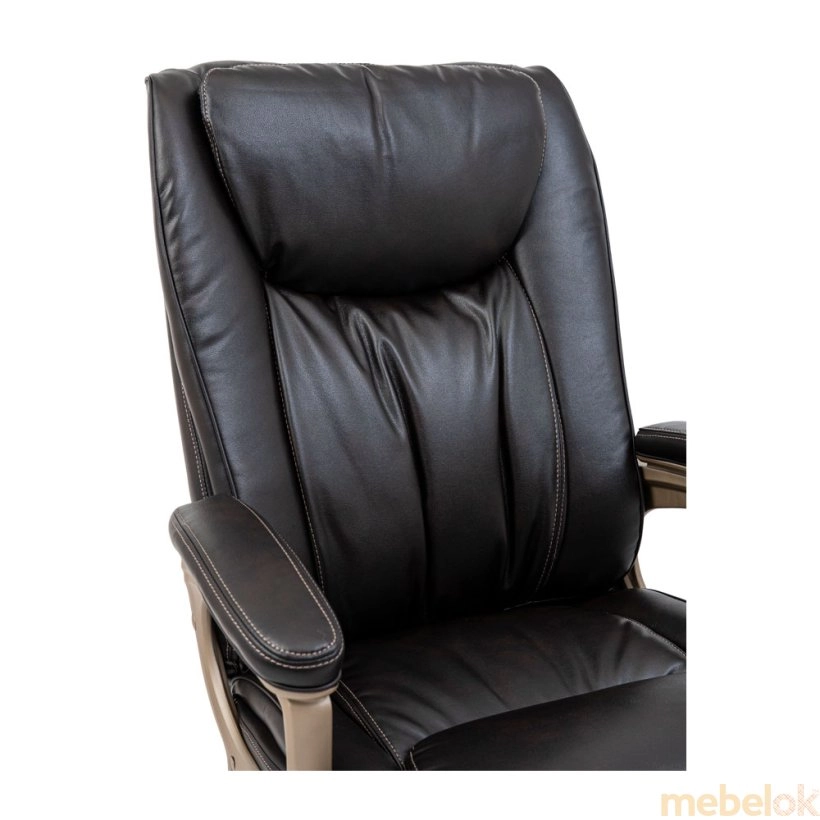 стул с видом в обстановке (Кресло Магнат М-2 Пластик Голд кожа темно-коричневая)