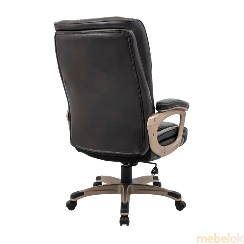 Кресло Магнат М-2 Пластик Голд кожа темно-коричневая с другого ракурса