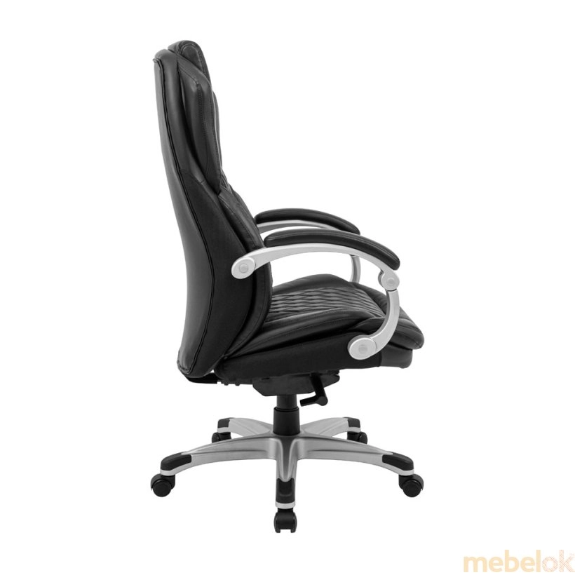 стул с видом в обстановке (Кресло Премио М-2 Пластик Сильвер кожа черная)