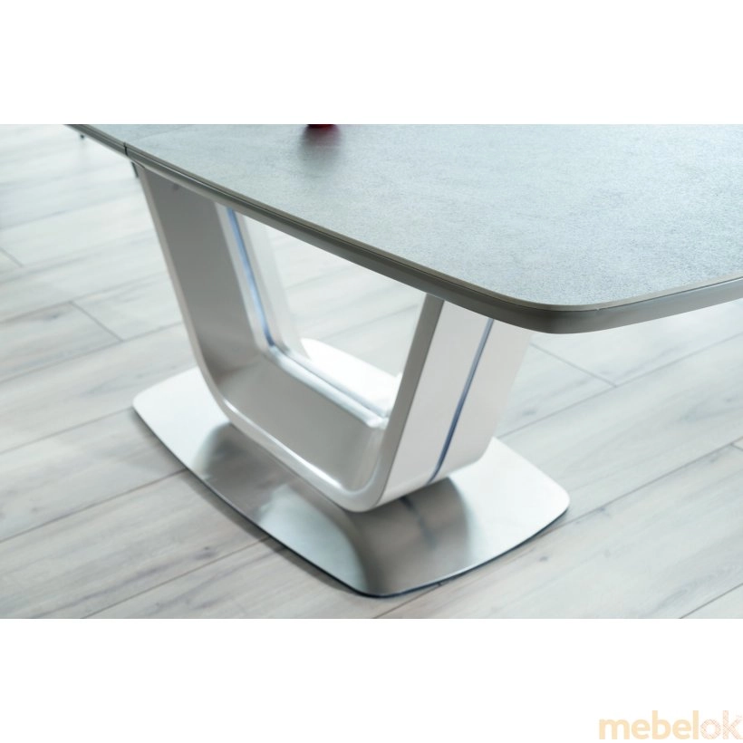 стіл з виглядом в обстановці (Стіл Armani Ceramic 160х90 Сірий матовий)