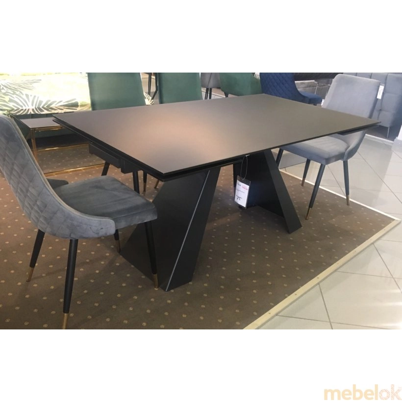 стіл з виглядом в обстановці (Стіл обідній Salvadore 120(180)x80 Чорний)