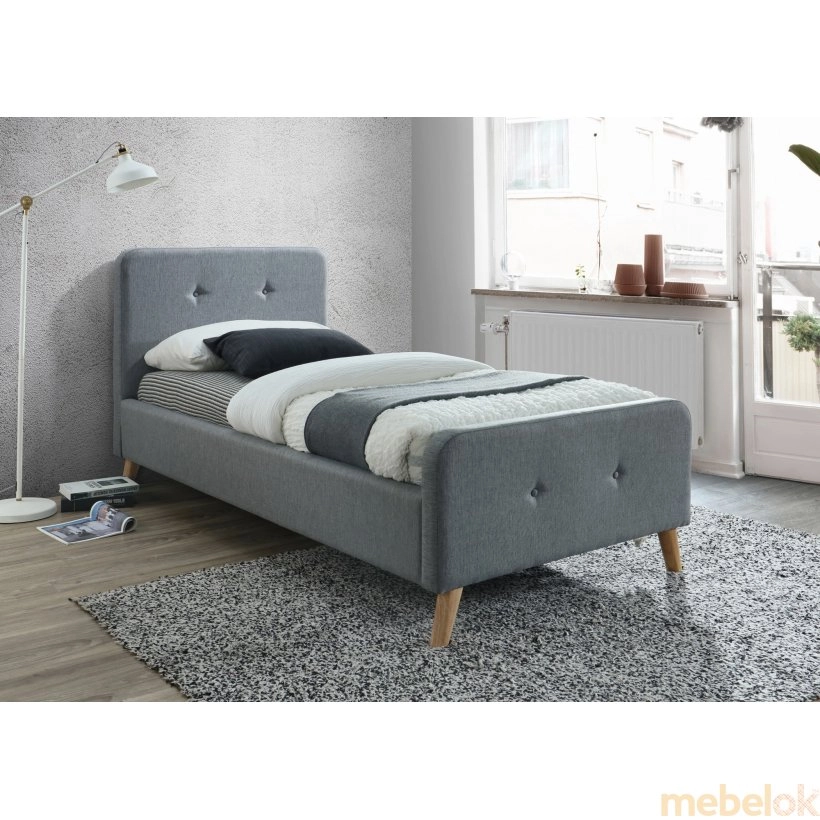 Односпальная кровать Malmo 90x200 Серый