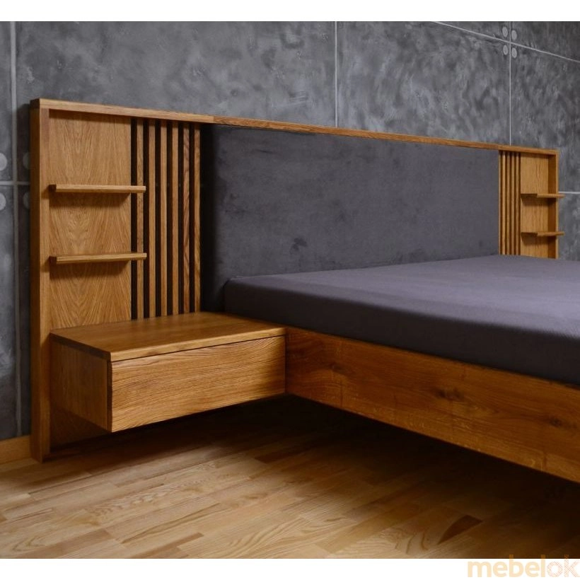 ліжко з виглядом в обстановці (Ліжко SWB040 Керкубри 160 x 200 Ясен без підйомного механізму)