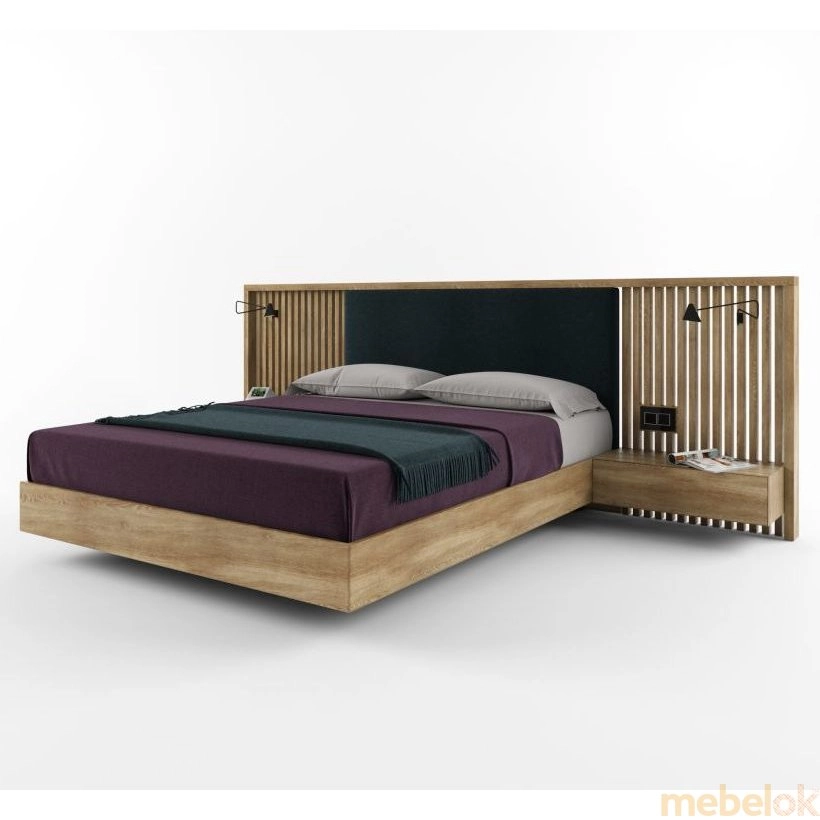 Ліжко SWB032 Абердін 160x200 Ясен без підйомного механізму від фабрики Skandi Wood (Сканді Вуд)