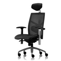 Кресло офисное Exact black leather, black mesh