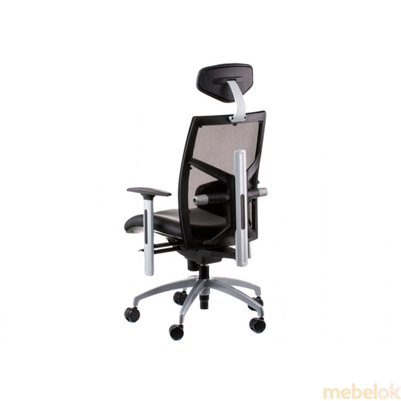 Кресло офисное EXACT BLACK LEATHER BLACK MESH с другого ракурса