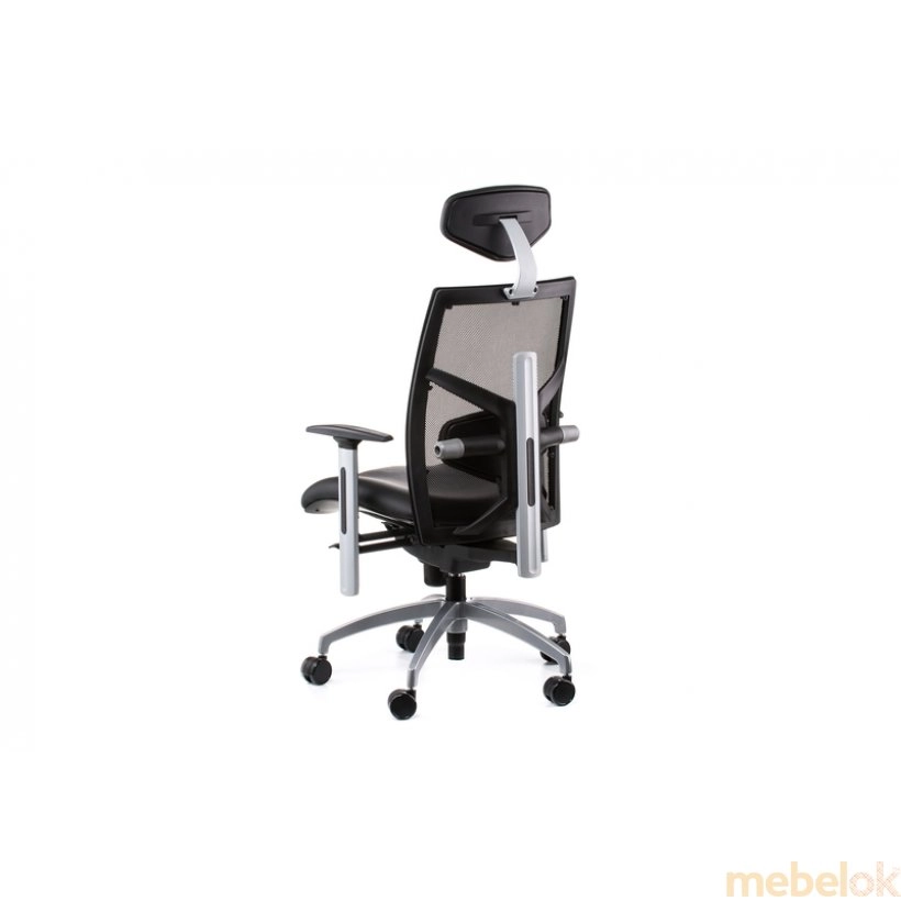 Кресло офисное Exact black leather, black mesh с другого ракурса
