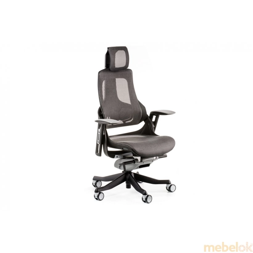 стілець з виглядом в обстановці (Крісло офісне Wau charcoal network)