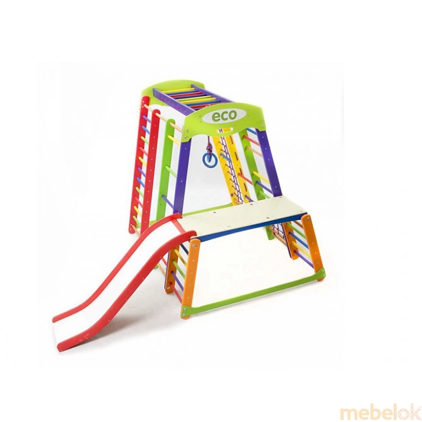 игровую мебель с видом в обстановке (Спортивный уголок детский Акварелька Plus 1-1)