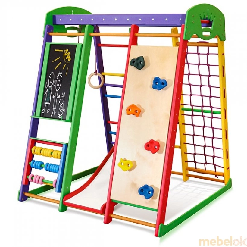 игровую мебель с видом в обстановке (Спортивный уголок детский Акварелька Plus 4)