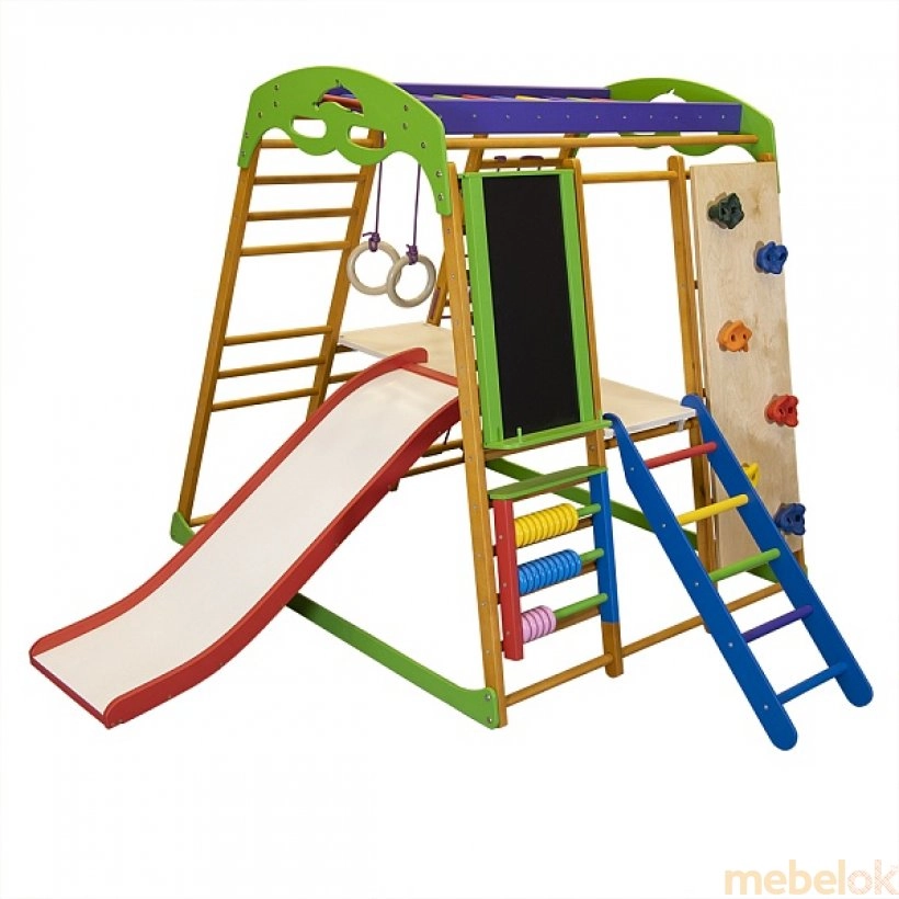 игровую мебель с видом в обстановке (Спортивный уголок детский Карамелька Plus 5)