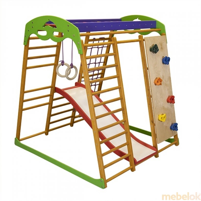 игровую мебель с видом в обстановке (Спортивный уголок детский Карамелька Plus 6)