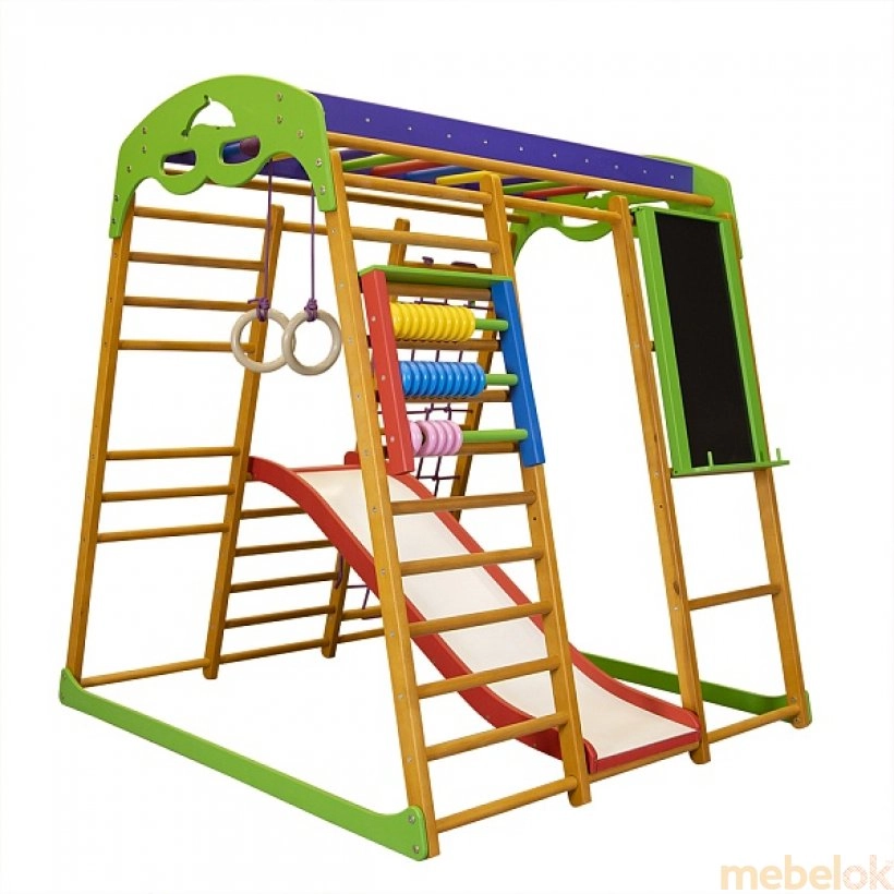 игровую мебель с видом в обстановке (Спортивный уголок детский Карамелька Plus 7)