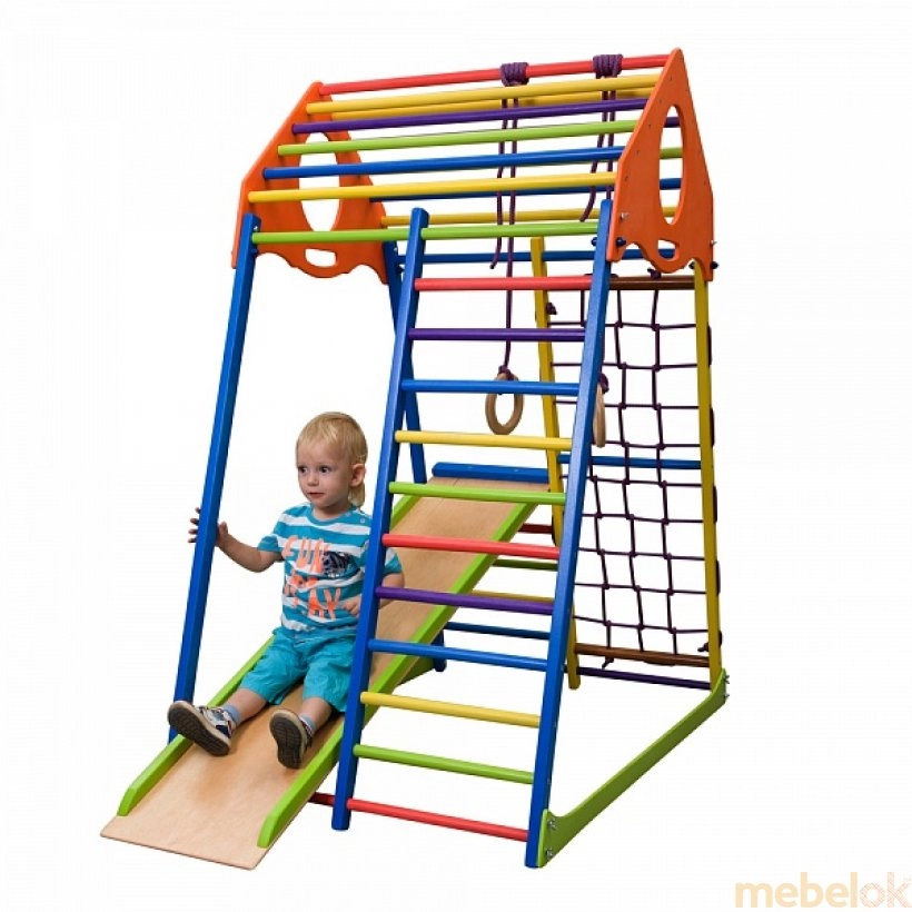 игровую мебель с видом в обстановке (Спортивный уголок детский KindWood Color)