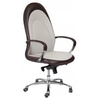 Кресло руководителя F104 Italia светло-серый с коричневым