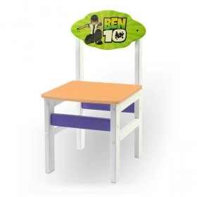 Дитячий стільчик Woody білий з картинкою Бен10 (колір оранжевий)