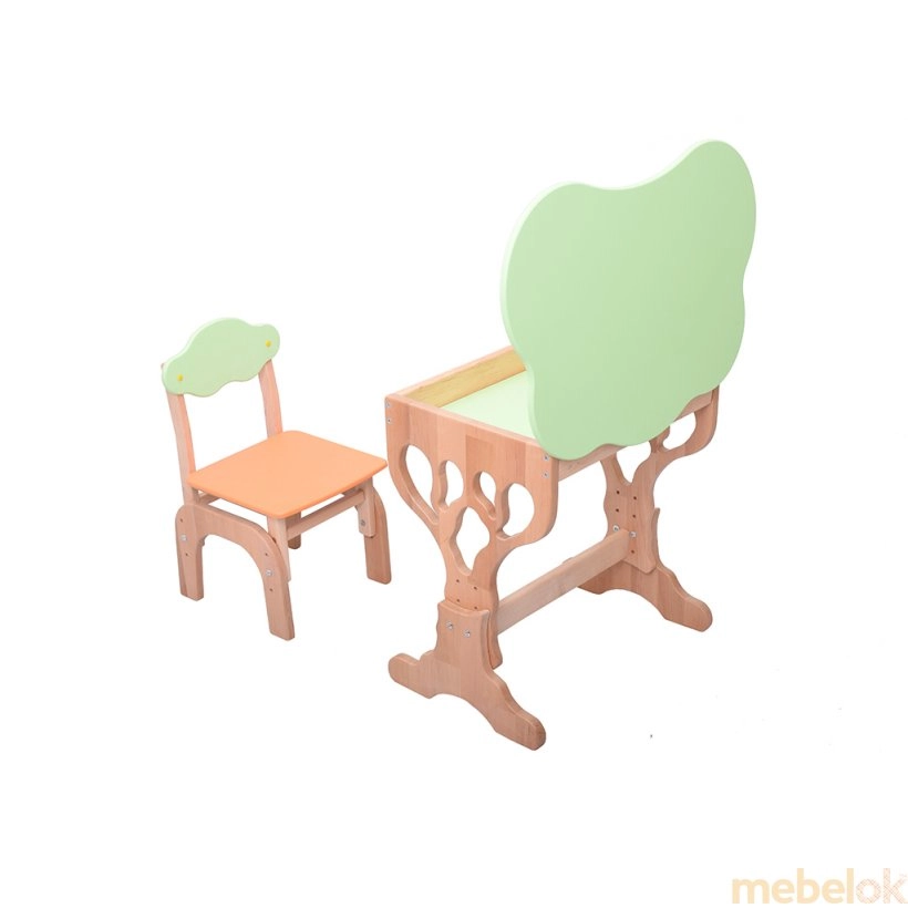 Дитячий набір Дубок ростишка стіл з пеналом та стілець помаранчевий
