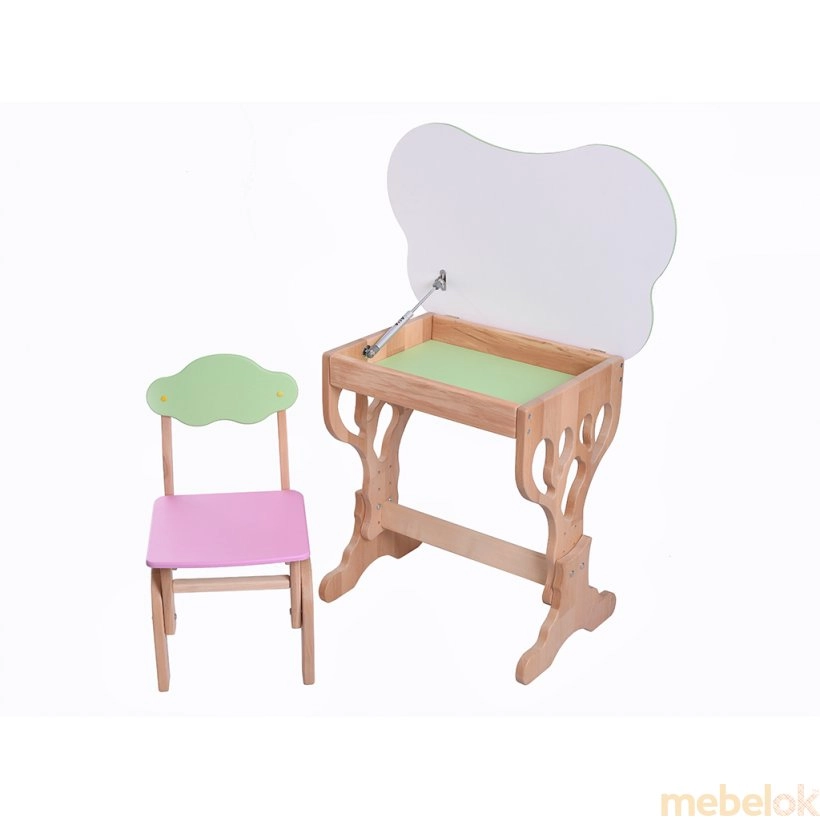 Дитячий набір Дубок ростишка стіл з пеналом та стілець рожевий