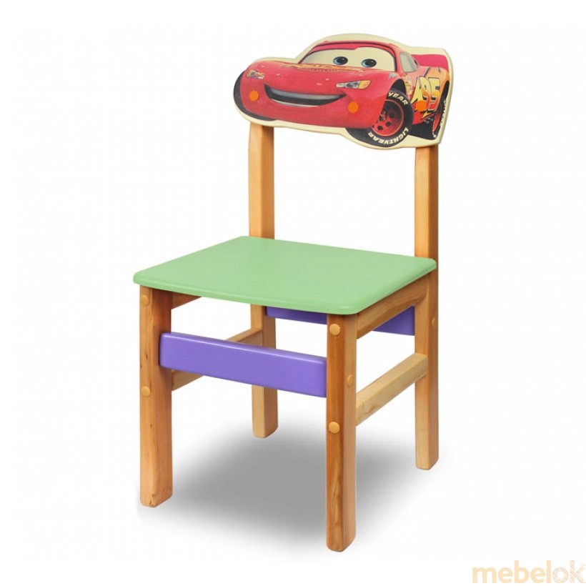 Детский стульчик Woody Молния МакКвин салатовый