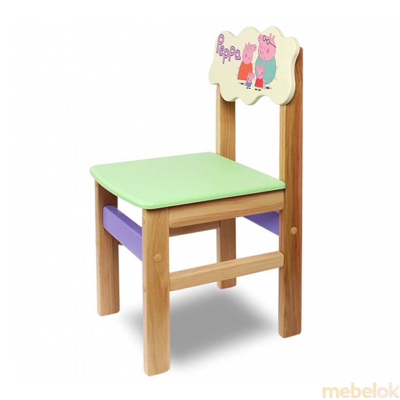 Детский стульчик Woody семейка Peppa (цвет салатовый) от фабрики Юлиана (Yuliana)