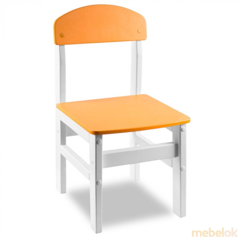Детский стульчик Woody белый с оранжевой сидушкой