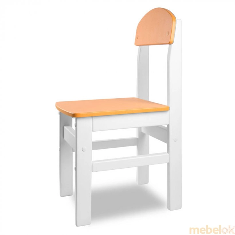 Детский стульчик Woody белый с оранжевой сидушкой с другого ракурса