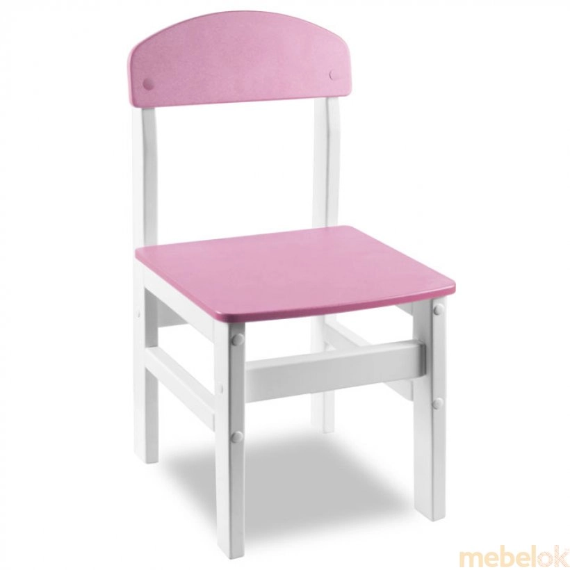 Детский стульчик Woody белый с розовой сидушкой