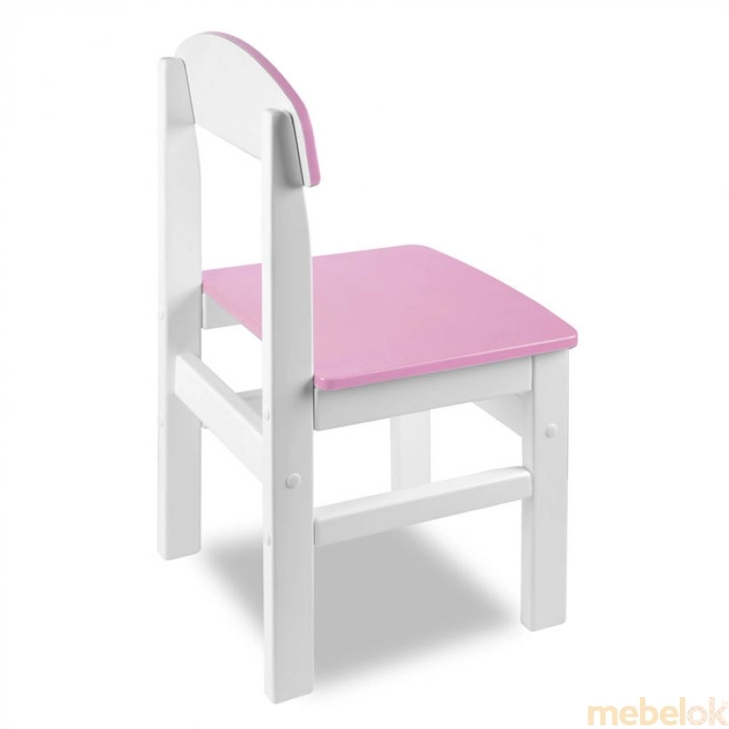 Детский стульчик Woody белый с розовой сидушкой