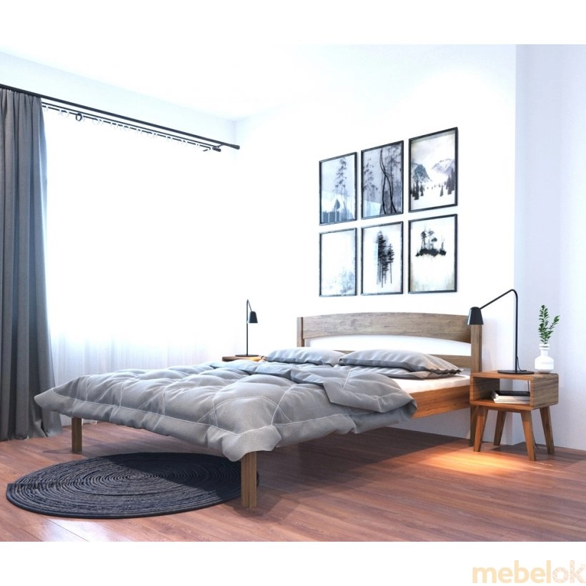 ліжко з виглядом в обстановці (Ліжко Тіана 120х200 вільха)