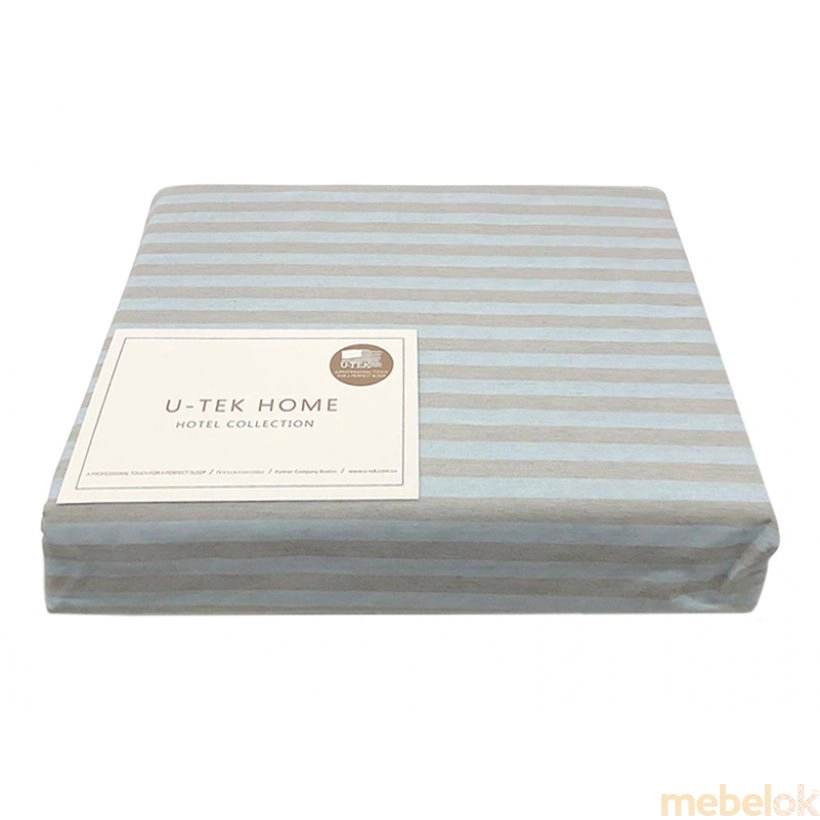 Простынь натяжная Cotton Stripe Blue-Grey 30 200x220 серая полоска