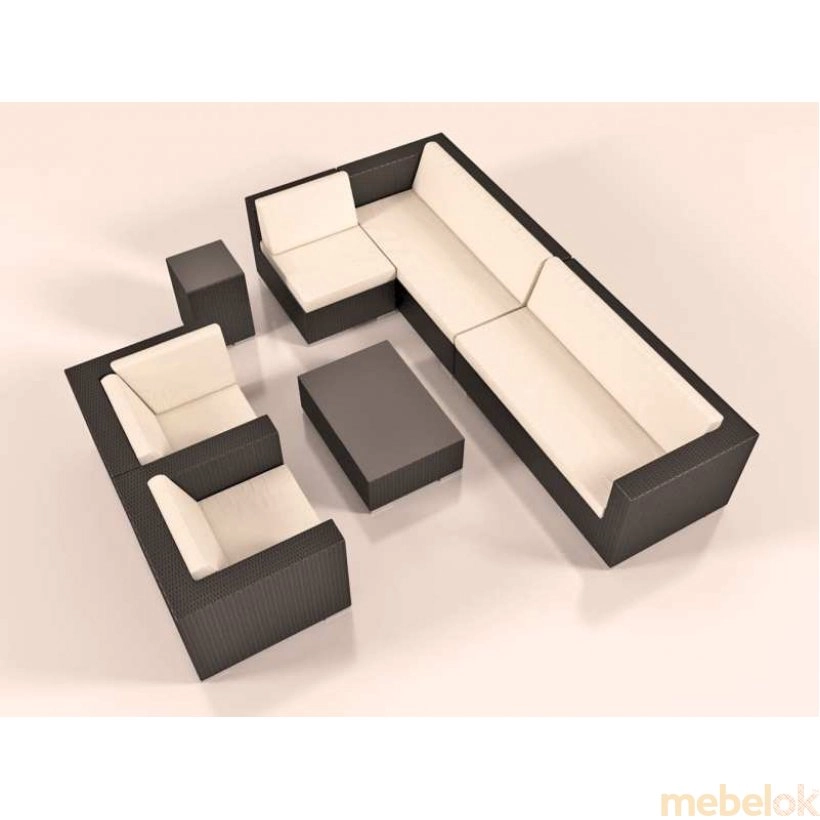 комплект мебели из ротанга с видом в обстановке (Комплект мебели из искусственного ротанга LOUNGE L)