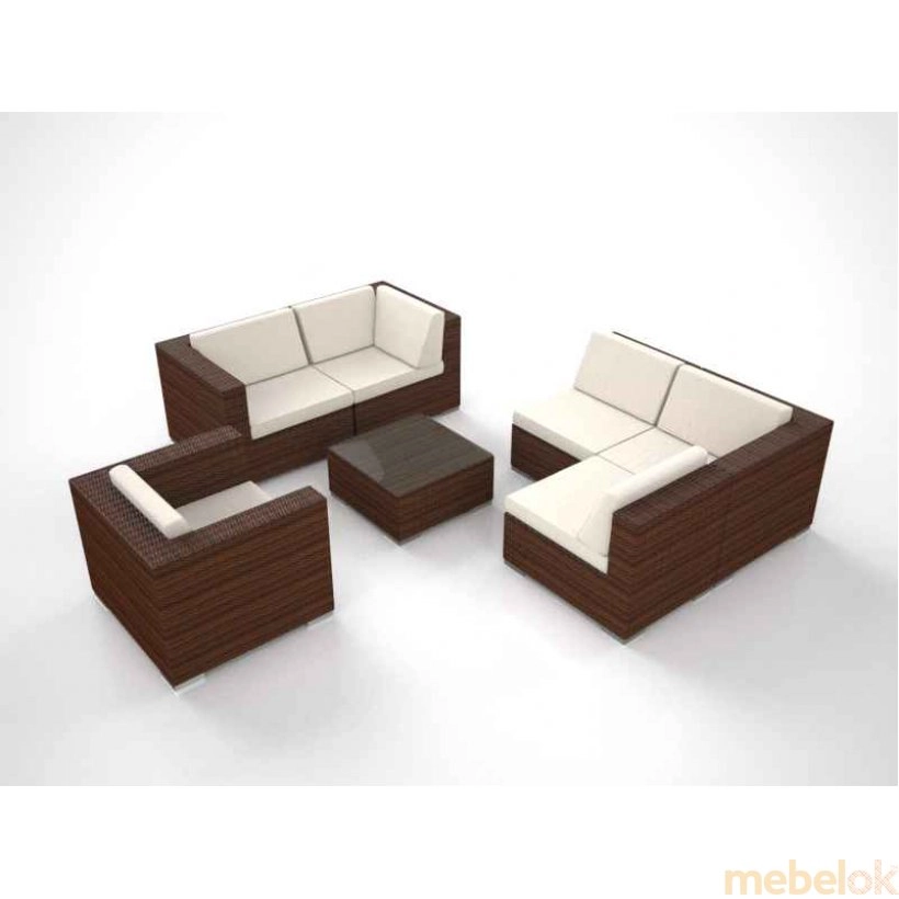 комплект мебели из ротанга с видом в обстановке (Комплект мебели из искусственного ротанга LOUNGE M)