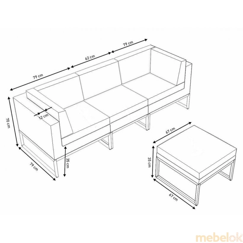 комплект мебели из ротанга с видом в обстановке (Комплект мебели из искусственного ротанга MODERN L)