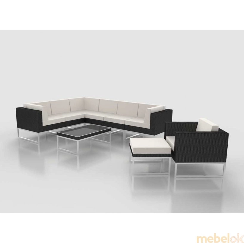 комплект мебели из ротанга с видом в обстановке (Комплект мебели из искусственного ротанга MODERN XXL)