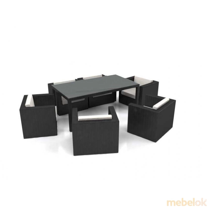 комплект мебели из ротанга с видом в обстановке (Комплект мебели из искусственного ротанга TORINO)