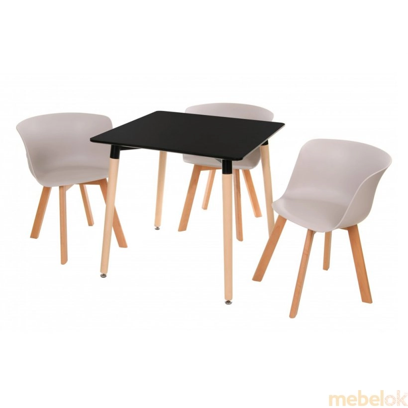 Комплект стол TM-30 черный + 3 стула M-08 капучино