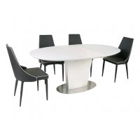 Комплект стіл TM-510 білий + 4 стільця M-03-1 коричневий