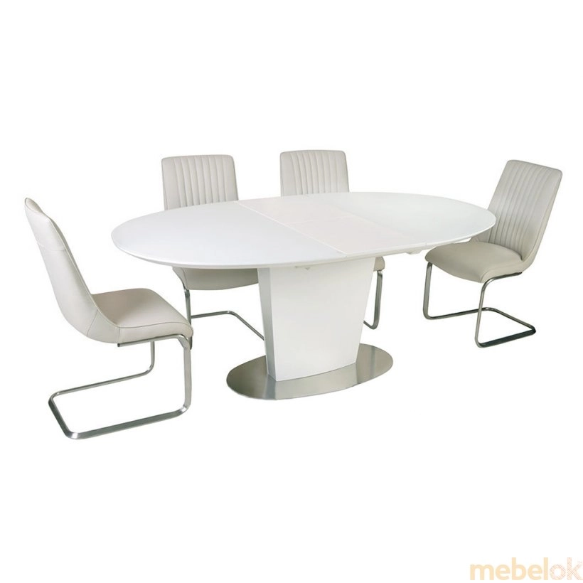 Комплект стол TM-510 белый + 4 стула S-208 кремовый