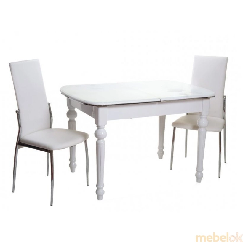 Комплект стіл TB-51 сніжно-білий + 2 стільця N-20 білий