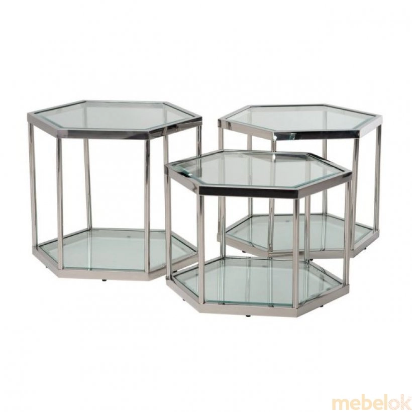 стол с видом в обстановке (Стол CK-1 прозрачный+серебро)